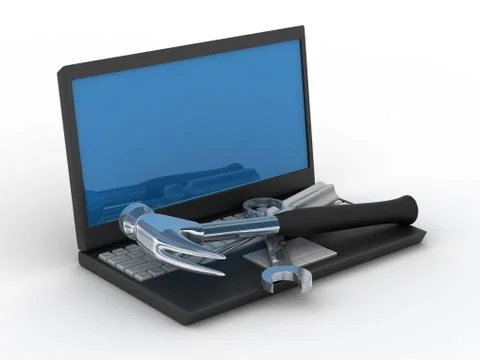 Computer technical service. Isolated 3D image Stock Illustration
