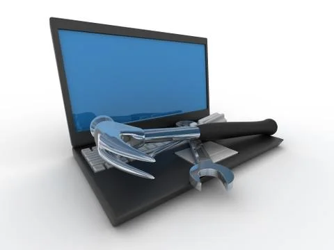 Computer technical service. Isolated 3D image Stock Illustration