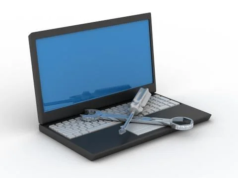 Computer technical service. Isolated 3D image Ilustración de archivo