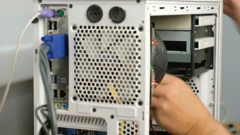 Computer technician assembles a computer. Build a home PC Stock-Footage 99247467