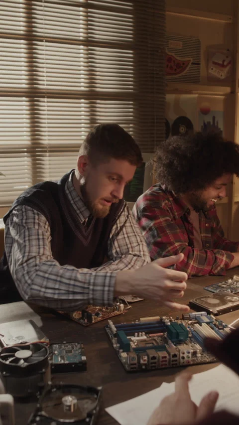 Computer Technician Assembling Processor in Workshop Stock Footage 263296849