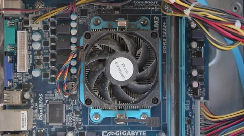 Computer Technician Blows Canned Air Into Pc. Close up. Vídeo Stock 49060780