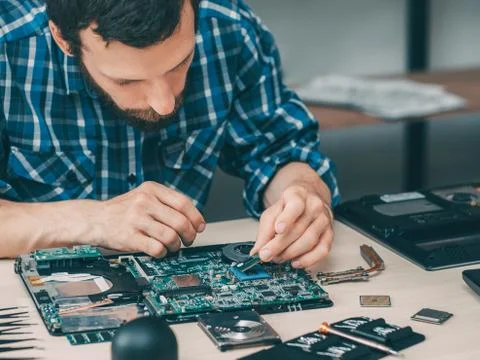 Computer technician cpu repair upgrade technology 스톡 사진