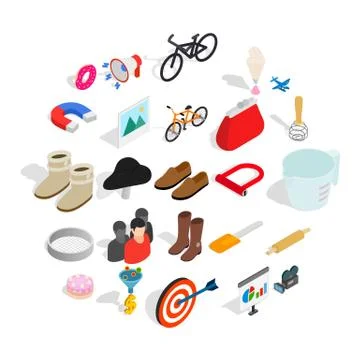 Computer technician icons set, isometric style Stock Illustration