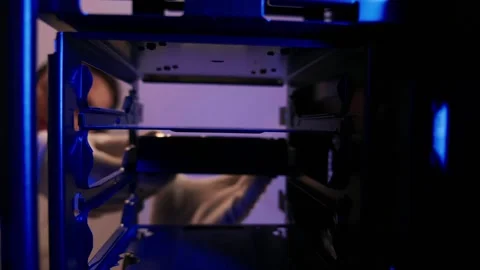 Computer technician installing hard disk close up in PC case. Assemble computer Stock Footage 274816564
