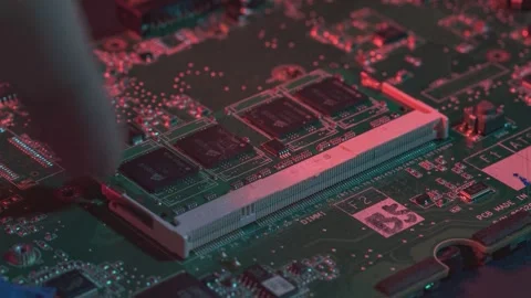 Computer technician installing ram memory Stock Footage 296748051