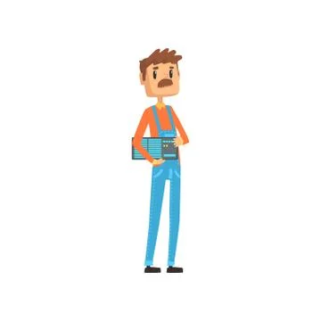 Computer technician or system administrator, engineer system IT administrator at Stock Illustration