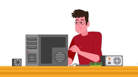Computer Technician Repairing Desktop Computer Video stock 345836969