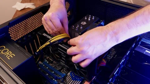 Computer technician uninstalling hard disk out PC case. Minsk, Belarus - April 7 Stock Footage 276917186