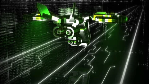Computer Technologies Provide 3d Animation Of Flying Object In Digital City Stock Footage 156408818