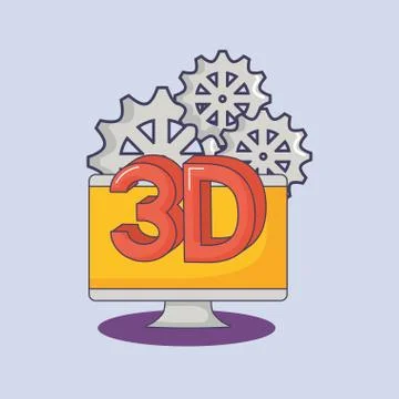 Computer technology 3d gears innovation Illustrazione stock