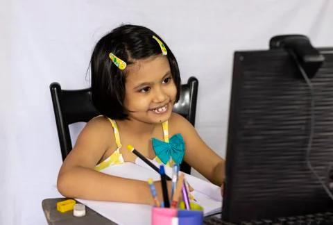 Computer technology and child Stock Photos