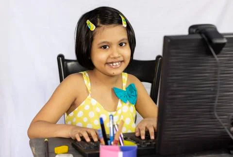 Computer technology and child Stock Photos