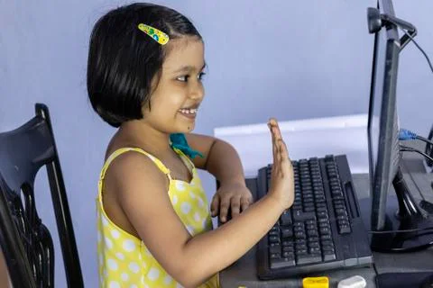 Computer technology and child Stock Photos