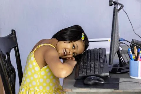 Computer technology and child Foto stock
