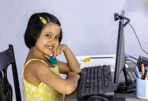 Computer technology and child Stock Photos