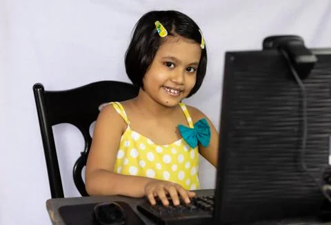 Computer technology and child Stock Photos