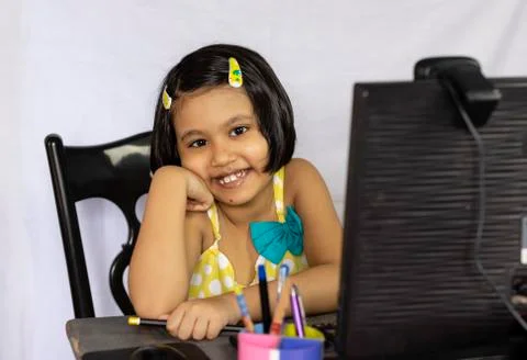 Computer technology and child Stock Photos