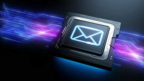 Computer technology . the appearance of the E-mails icon on the processor. an Stock Footage 223243760