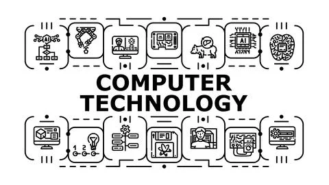 Computer technology banner icon vector illustration Stock Illustration