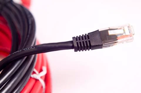 Computer technology black cable data transfer Stock Photos