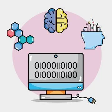 Computer technology with circuits code Stock Illustration