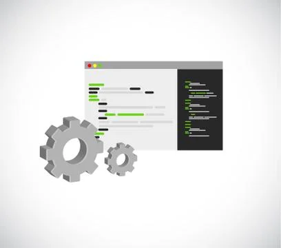 Computer technology code program and gear Stock Illustration
