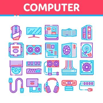 Computer Technology Collection Icons Set Vector Stockillustratie