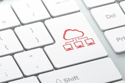 Computer technology concept: Cloud Network on keyboard background Illustrazione stock