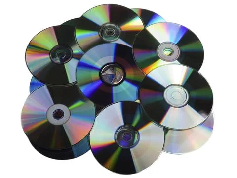 Computer technology data cd dvd disk heap isolated 写真素材