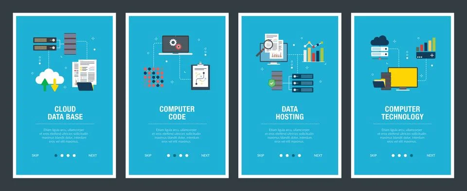 Computer technology, data hosting and computer code. Illustrazione stock