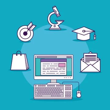 Computer technology with digital document and letter message Stock Illustration