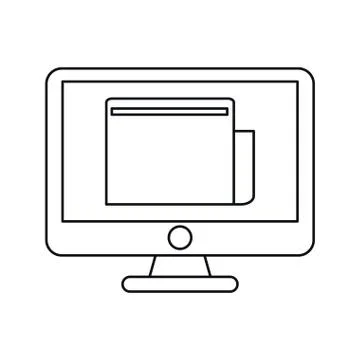 Computer technology digital document work outline Stock Illustration