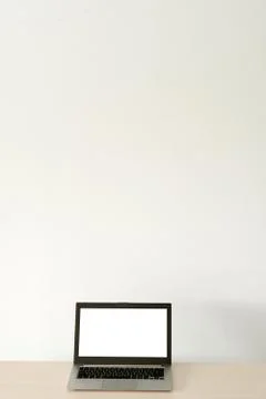 Computer technology e-commerce laptop white screen Stock Photos