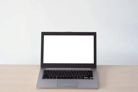 Computer technology e-commerce laptop white screen Stock Photos