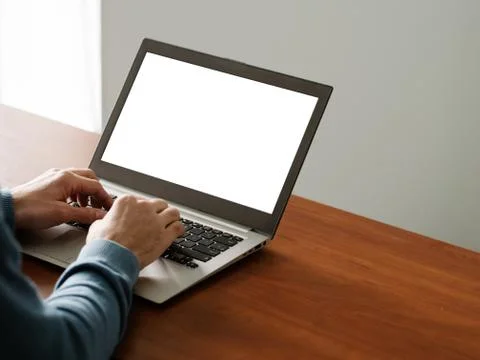 Computer technology e-commerce laptop white screen Stock Photos