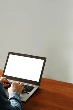 Computer technology e-commerce laptop white screen Stock Photos