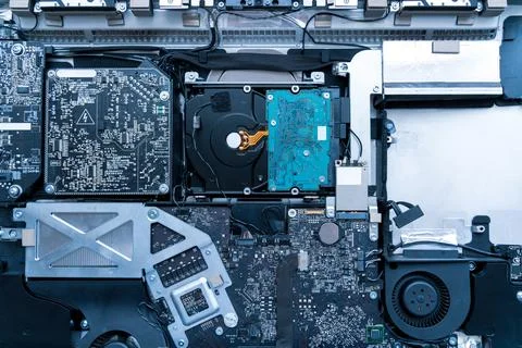 Computer technology. Electronic hardware repair, pc service and maintenance f Foto stock
