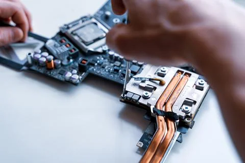 Computer technology. Electronic hardware repair, pc service and maintenance f Stock Photos