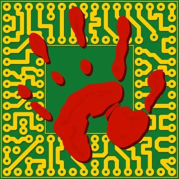 Computer technology fingerprinting - vector illustration 库存插图