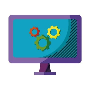 Computer technology with gears process industry Illustrazione stock