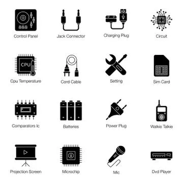 Computer Technology Glyph Icons Pack Stock-Illustration