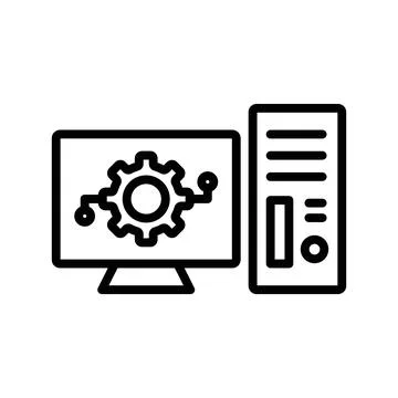 Computer Technology Icon Set Digital Illustrations for IT and Innovation Illustrazione stock