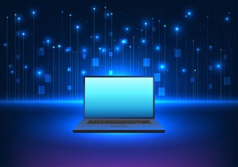 Computer technology It is a vector illustration with blue tones on the back.. Stock Illustration