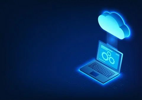 Computer technology linked to the clouds above along with technology circui.. 스톡 일러스트