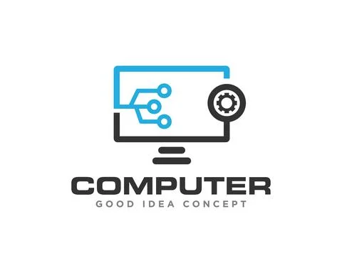 Computer Technology Logo Icon Design Vector Stock Illustration