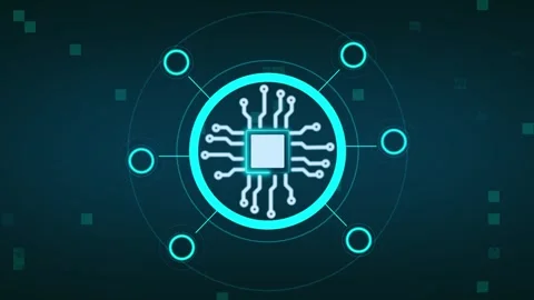 Computer technology microchip animation loops intricate circuit lines. Tech.. Stock Footage 341129732
