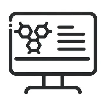 Computer technology molecule laboratory science and research line style icon Stock Illustration