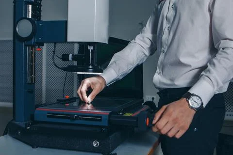 Computer technology in the office. Technology HUD hologram and a woman taking Photos