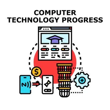 Computer technology progress and digital financial services concept Ilustración de archivo